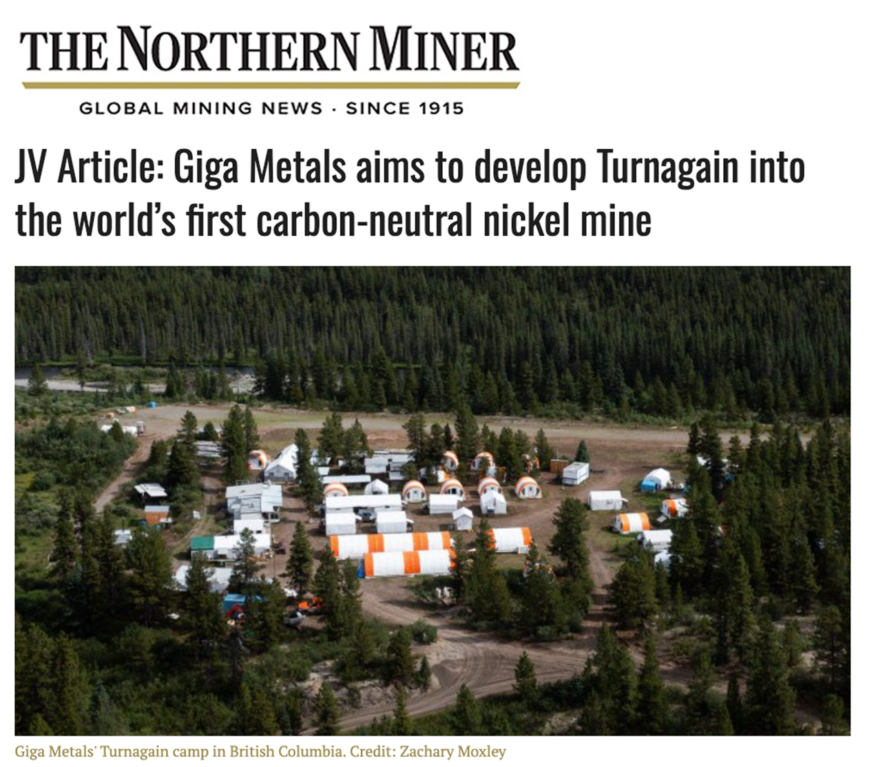 Northern Miner: Giga Metals aims to develop Turnagain into the world’s first carbon-neutral nickel mine